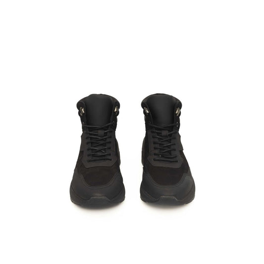 Black Leather Men Sneaker-Cerruti 1881-LabelTerrace.com