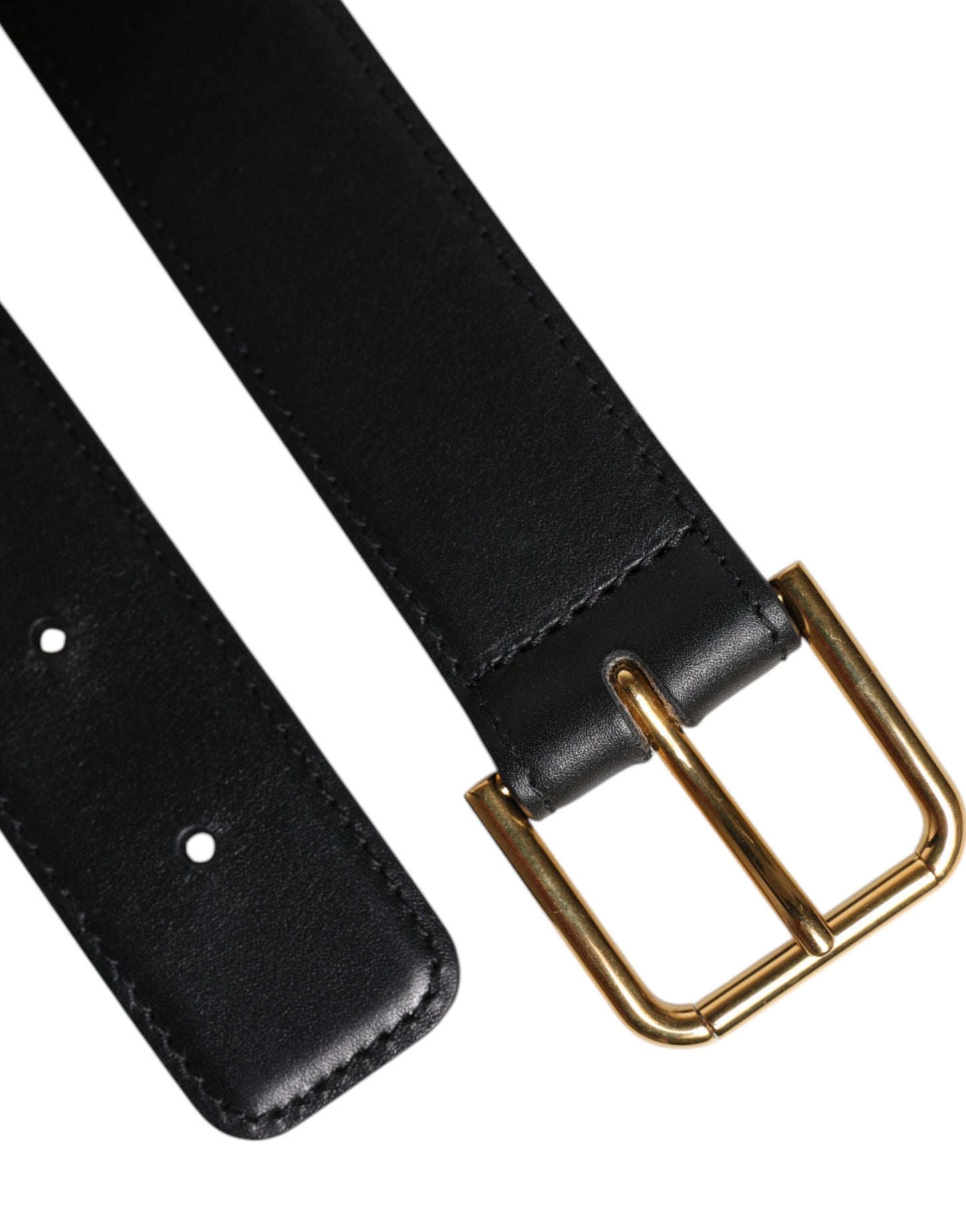 Black Leather Metal Buckle Classic Belt-Dolce & Gabbana-LabelTerrace.com