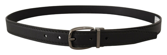 Black Leather Metal Logo Buckle Belt-Dolce & Gabbana-LabelTerrace.com