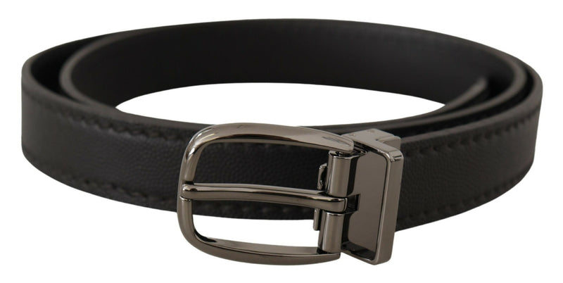 Black Leather Metal Logo Buckle Belt-Dolce & Gabbana-LabelTerrace.com
