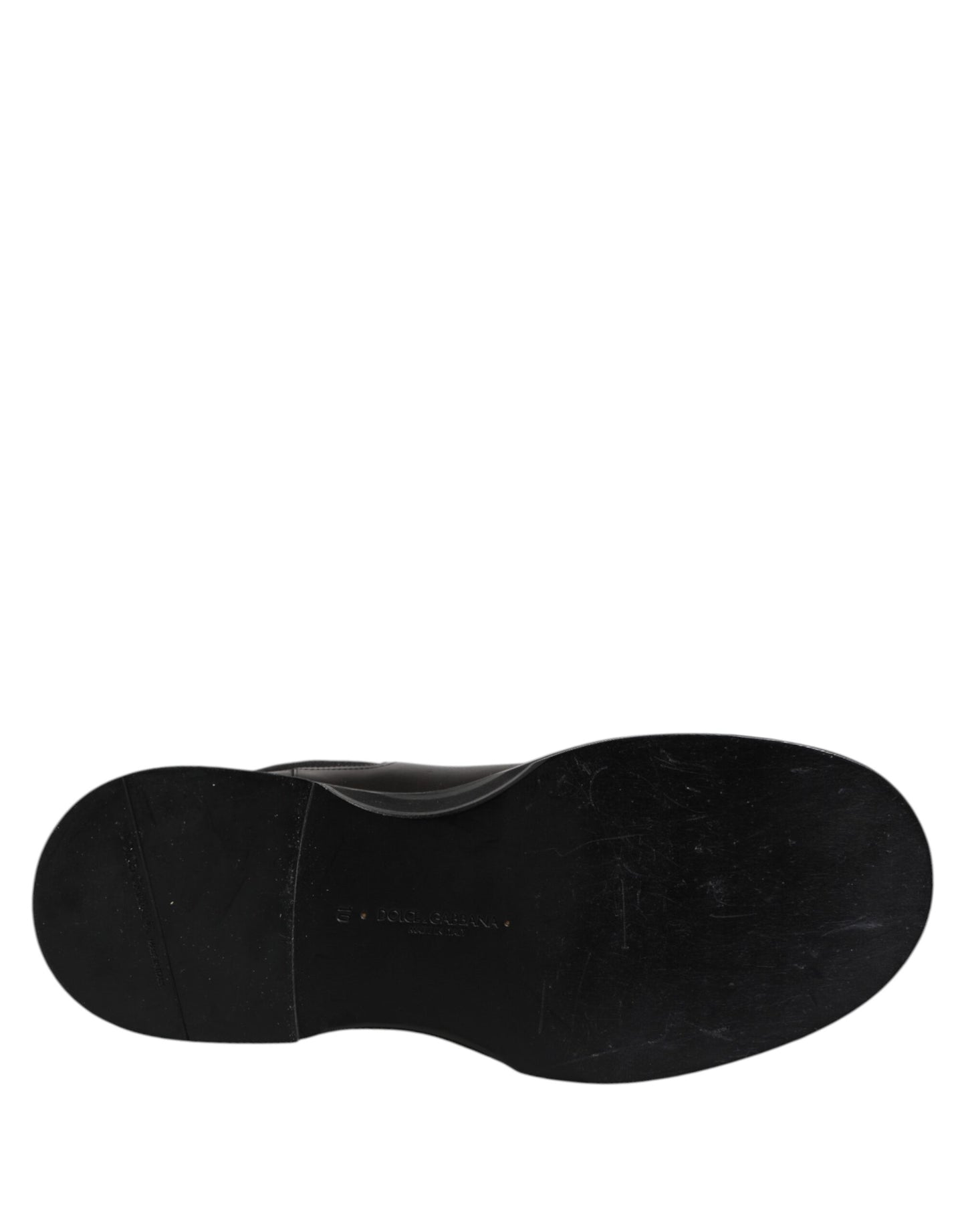 Black Leather Mid Calf Boots Flats Shoes-Dolce & Gabbana-LabelTerrace.com