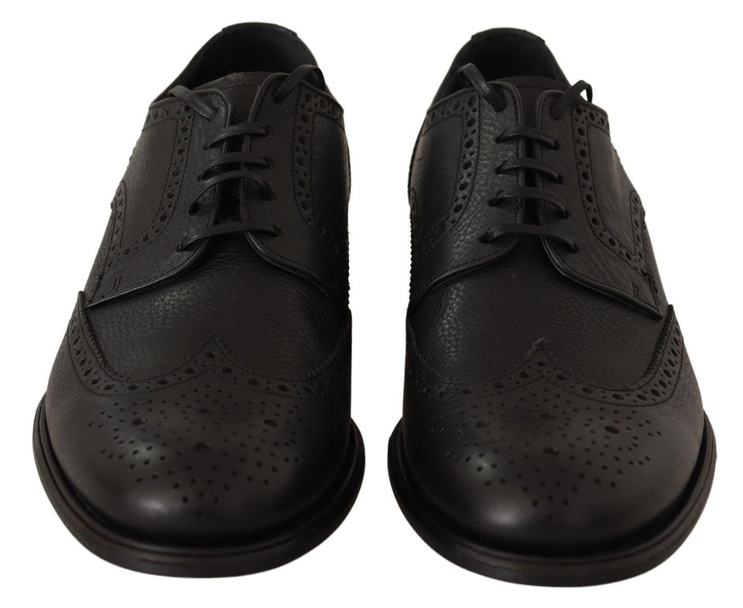 Black Leather Oxford Wingtip Formal Dress Shoes-Dolce & Gabbana-LabelTerrace.com