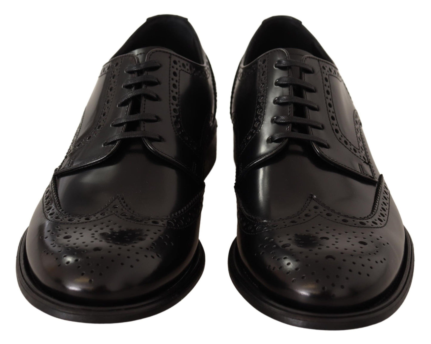 Black Leather Oxford Wingtip Formal Shoes-Dolce & Gabbana-LabelTerrace.com