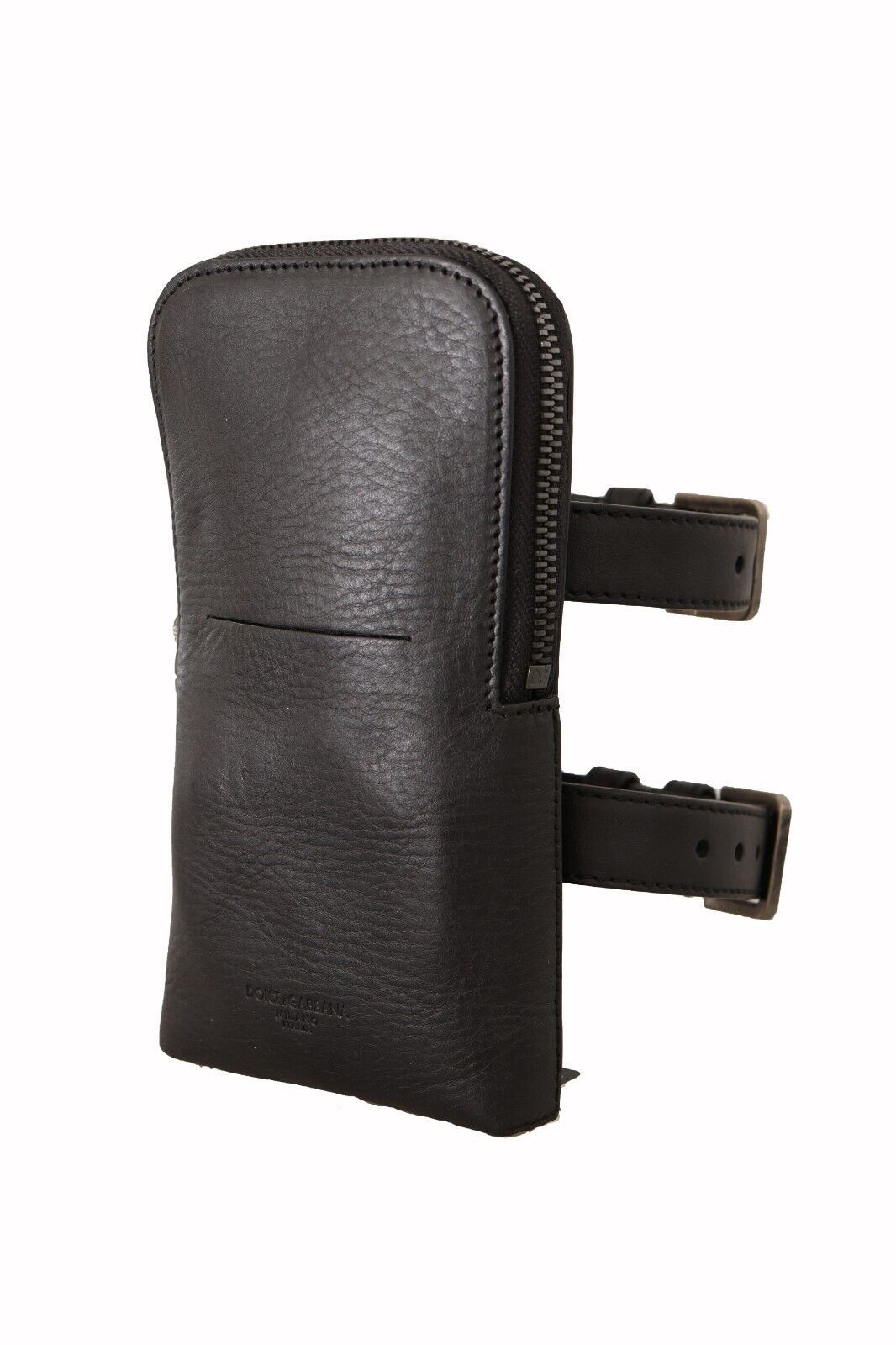 Black Leather Purse Double Belt Strap Multi Kit Wallet-Dolce & Gabbana-LabelTerrace.com