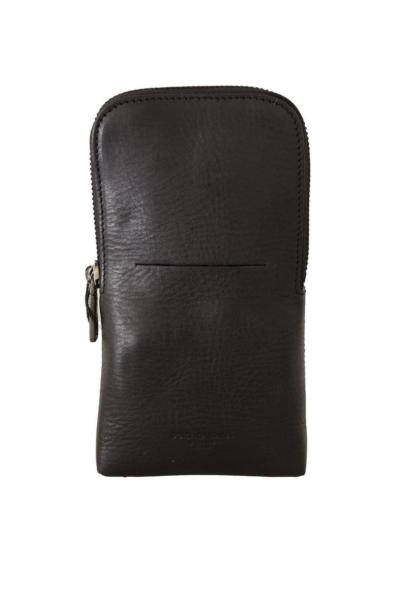 Black Leather Purse Double Belt Strap Multi Kit Wallet-Dolce & Gabbana-LabelTerrace.com
