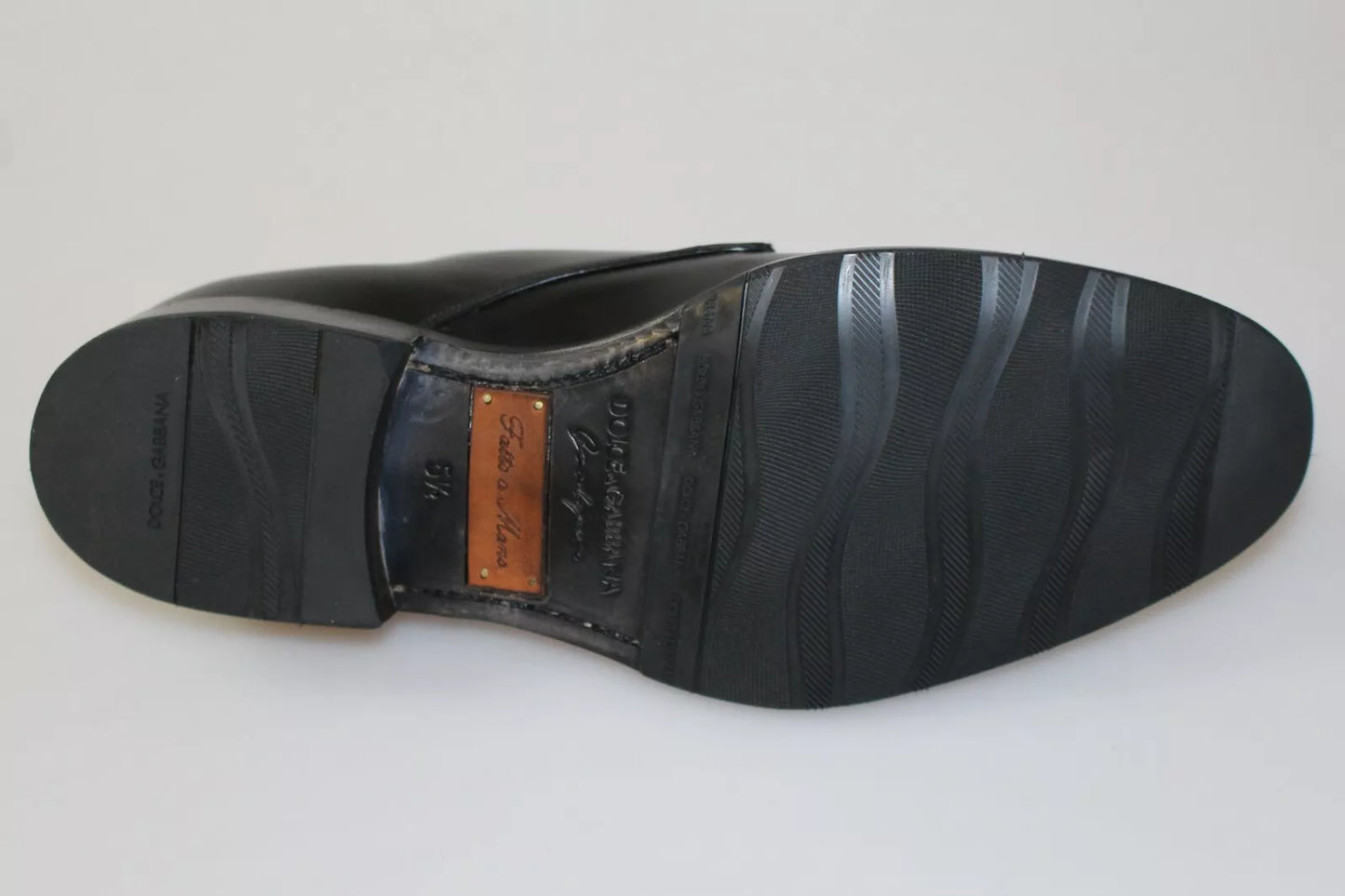 Black Leather SARTORIA Hand Made Shoes-Dolce & Gabbana-LabelTerrace.com