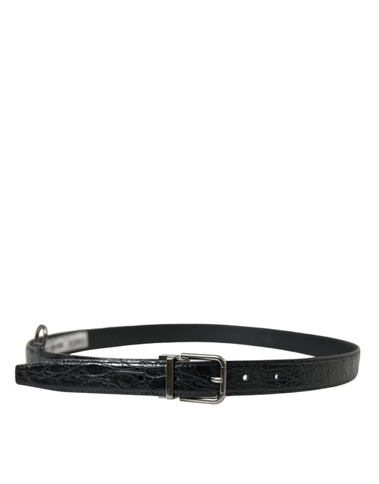 Black Leather Silver Metal Buckle Belt-Dolce & Gabbana-LabelTerrace.com