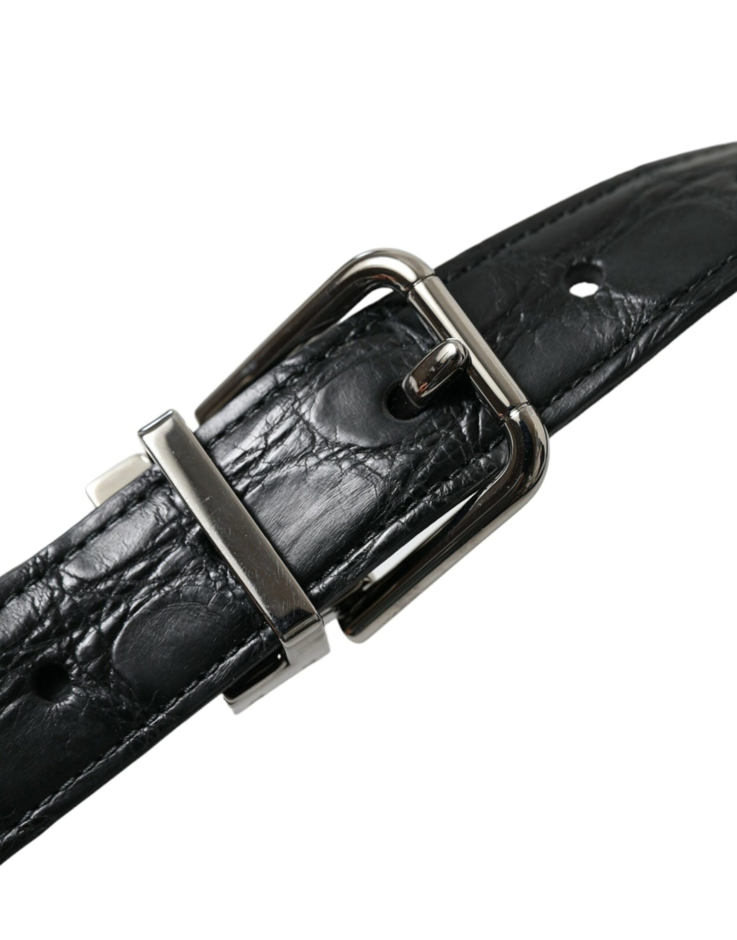 Black Leather Silver Metal Buckle Belt-Dolce & Gabbana-LabelTerrace.com