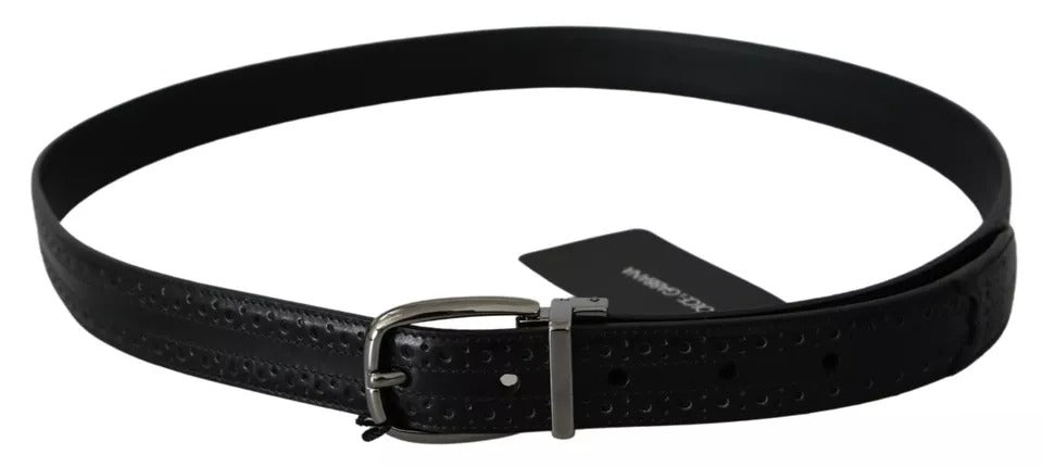 Black Leather Silver Metal Buckle Classic Belt-Dolce & Gabbana-LabelTerrace.com