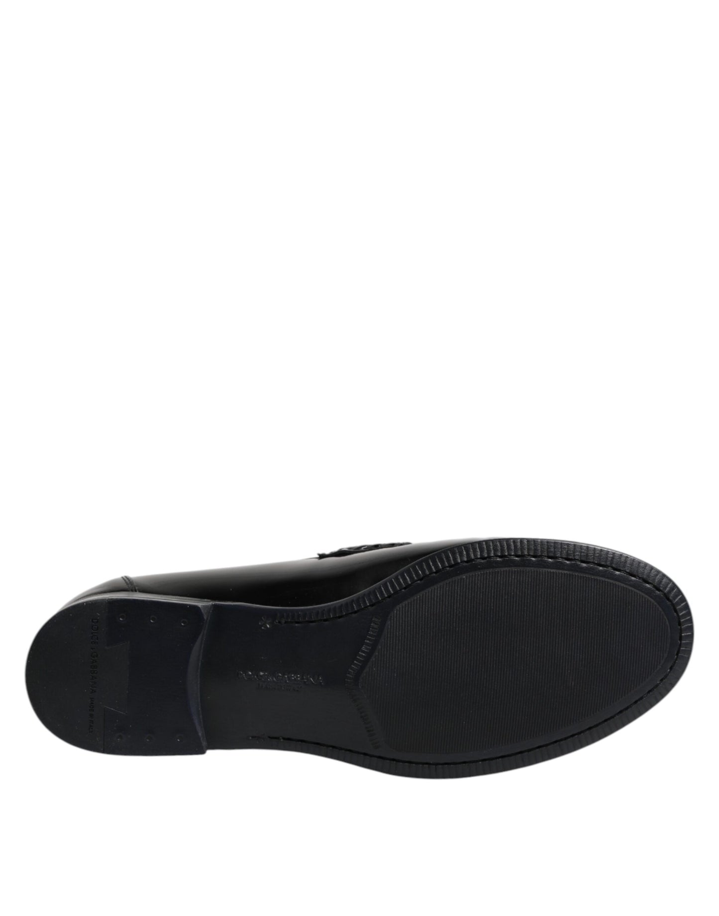 Black Leather Slip On Loafers Dress Shoes-Dolce & Gabbana-LabelTerrace.com