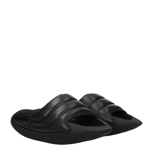 Black Leather Slippers-Balmain-LabelTerrace.com