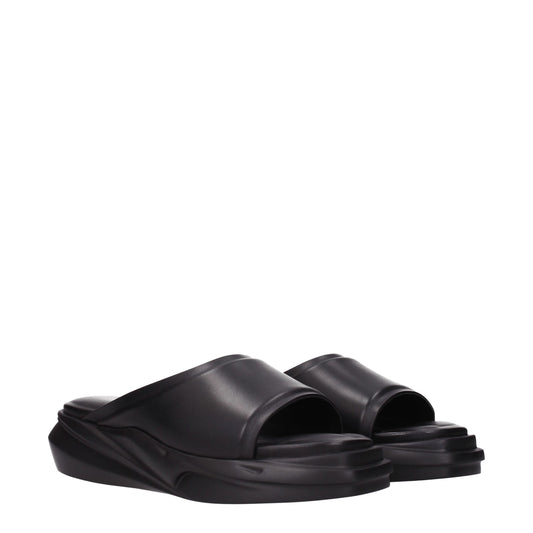 Black Leather Slippers Sandals