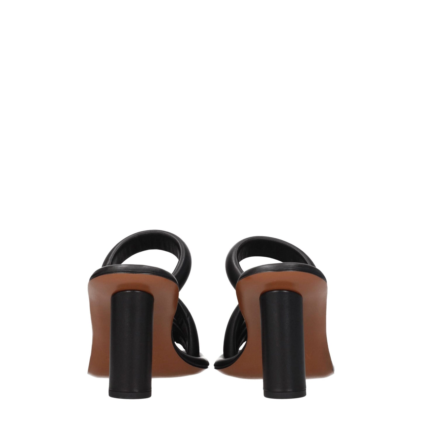 Black Leather Stiletto Heel Sandals-Ambush-LabelTerrace.com