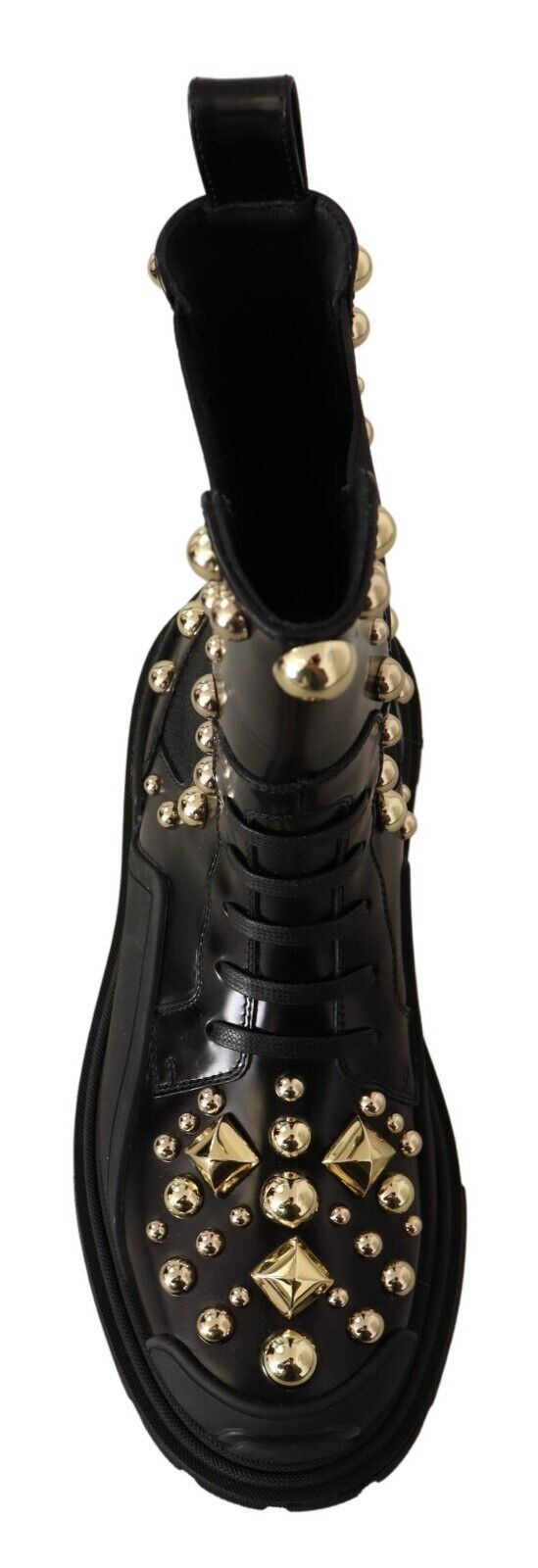 Black Leather Studded Combat Boots-Dolce & Gabbana-LabelTerrace.com
