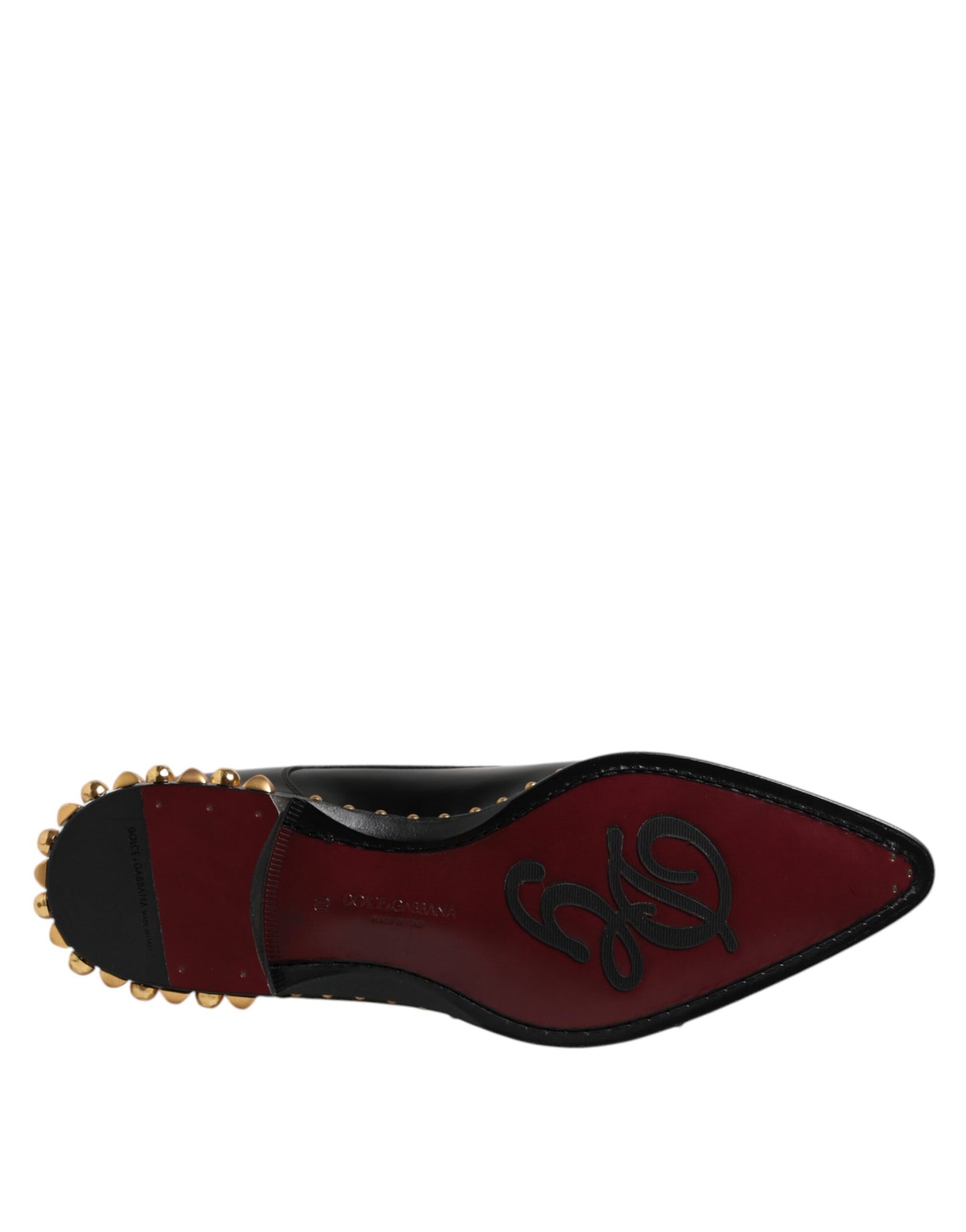 Black Leather Studded Derby Men Dress Shoes-Dolce & Gabbana-LabelTerrace.com