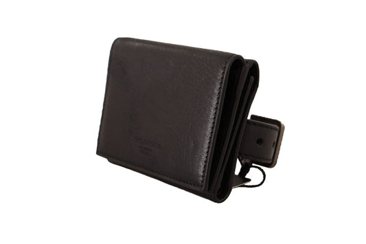 Black Leather Trifold Purse Belt Multi Kit Wallet-Dolce & Gabbana-LabelTerrace.com