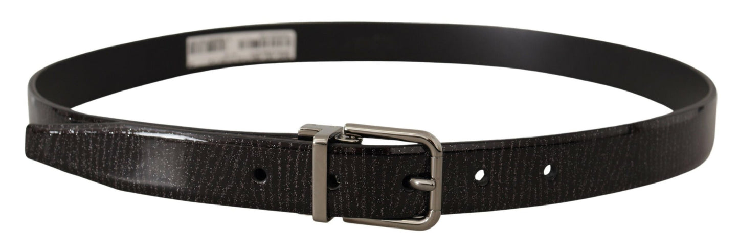 Black Leather Vernice Metal Buckle Belt-Dolce & Gabbana-LabelTerrace.com