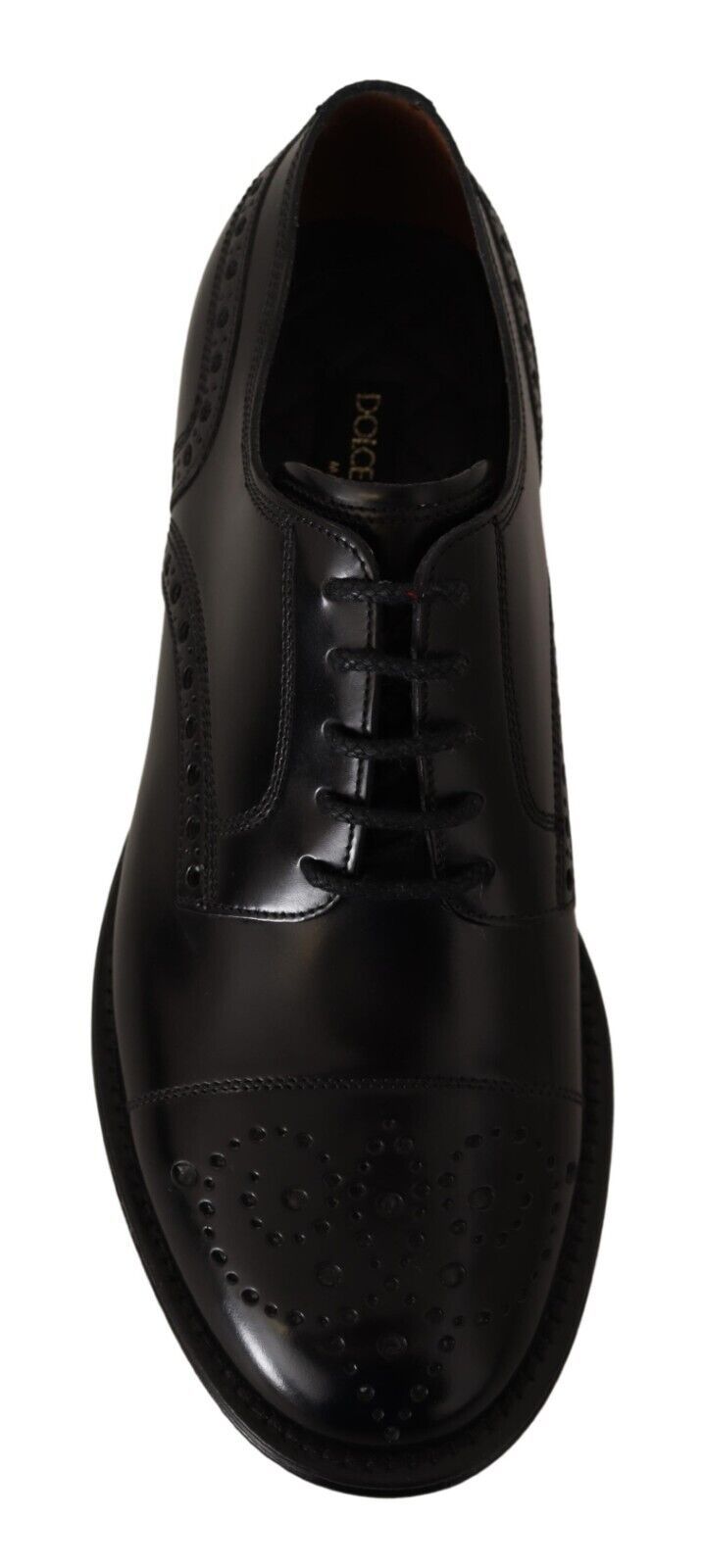 Black Leather Wingtip Mens Formal Derby Shoes-Dolce & Gabbana-LabelTerrace.com