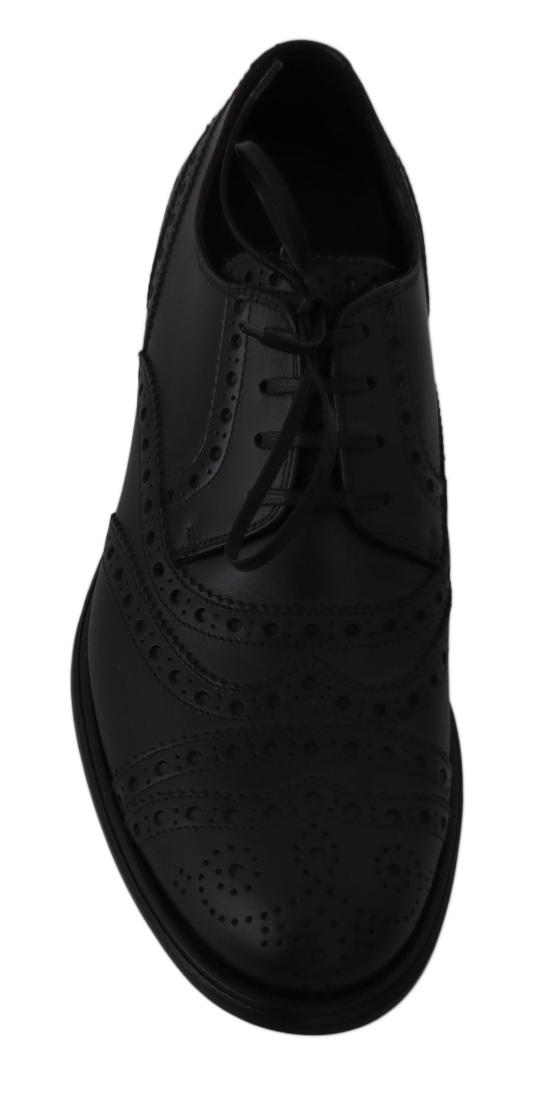Black Leather Wingtip Oxford Dress Shoes-Dolce & Gabbana-LabelTerrace.com
