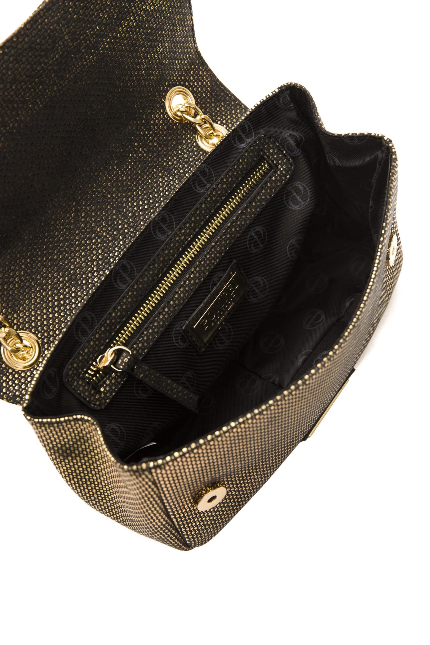 Black Leather Women Crossbody Bag-Pompei Donatella-LabelTerrace.com