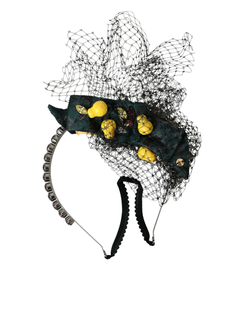 Black Lemons Sicily Purple Crystal Net Headband Diadem-Dolce & Gabbana-LabelTerrace.com