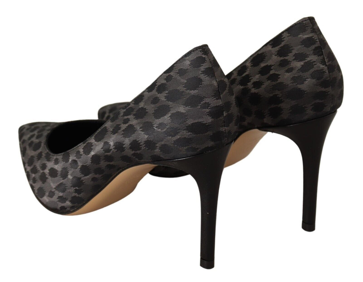 Black Leopard Leather Stiletto High Heels Pumps Shoes-Sofia-LabelTerrace.com