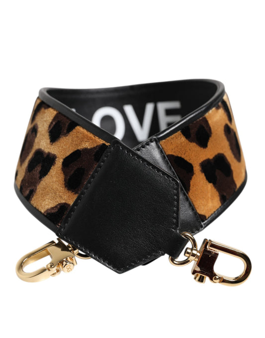 Black Leopard Print Reversible Bag Shoulder Strap-Dolce & Gabbana-LabelTerrace.com