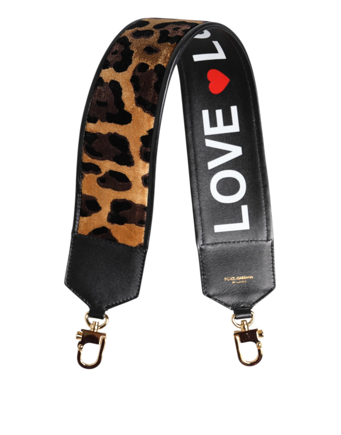 Black Leopard Print Reversible Bag Shoulder Strap-Dolce & Gabbana-LabelTerrace.com
