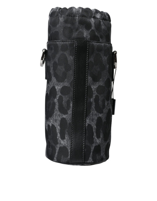 Black Leopard Round Slim Tote Bottle Cage Bag-Dolce & Gabbana-LabelTerrace.com