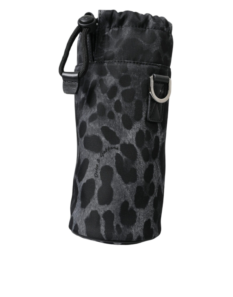 Black Leopard Round Slim Tote Bottle Cage Bag-Dolce & Gabbana-LabelTerrace.com