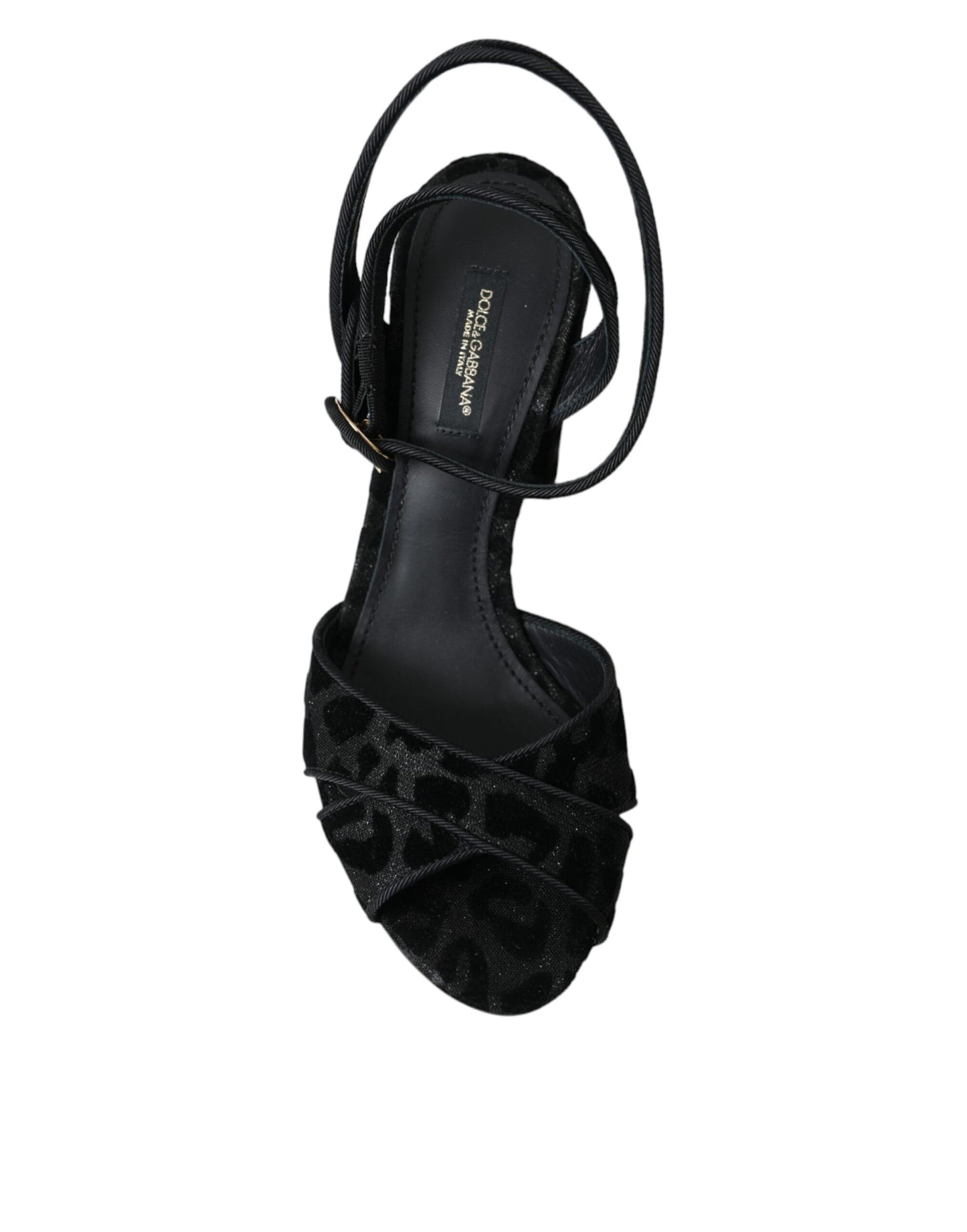 Black Leopard Suede Heels Sandals Shoes-Dolce & Gabbana-LabelTerrace.com