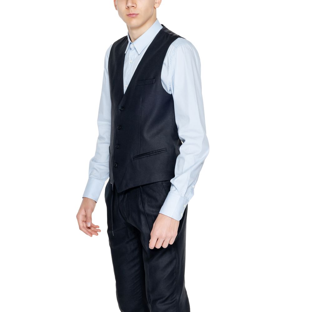 Black Linen Waistcoat-Antony Morato-LabelTerrace.com