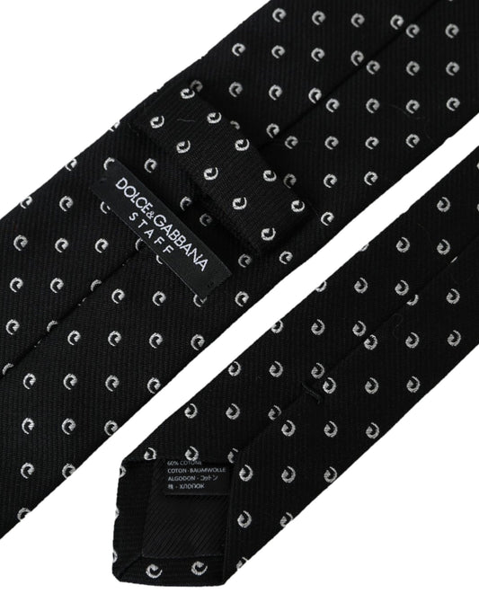 Black Logo Cotton Blend Adjustable Tie-Dolce & Gabbana-LabelTerrace.com