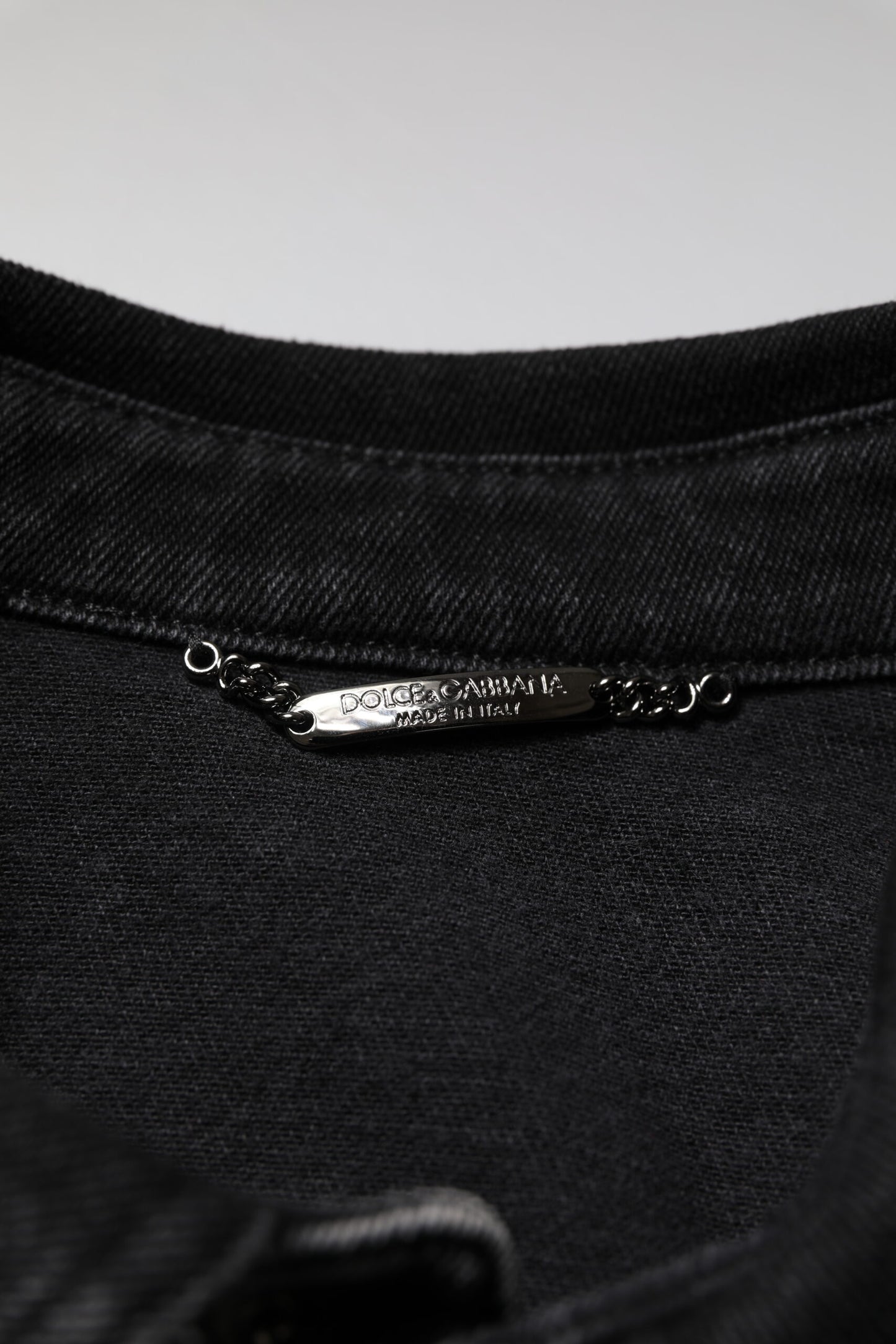 Black Logo Cotton Stretch Denim Jacket-Dolce & Gabbana-LabelTerrace.com