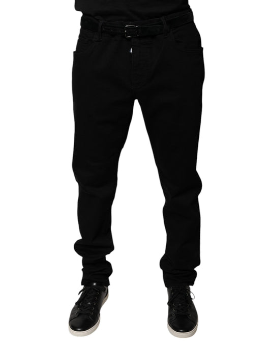 Black Logo Cotton Stretch Skinny Denim Jeans-Dolce & Gabbana-LabelTerrace.com