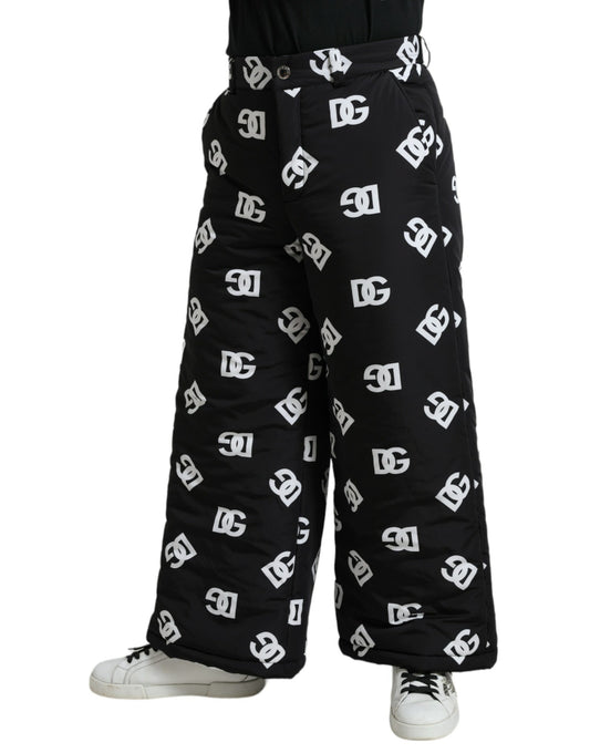 Black Logo DG Print Wide Leg Pants-Dolce & Gabbana-LabelTerrace.com