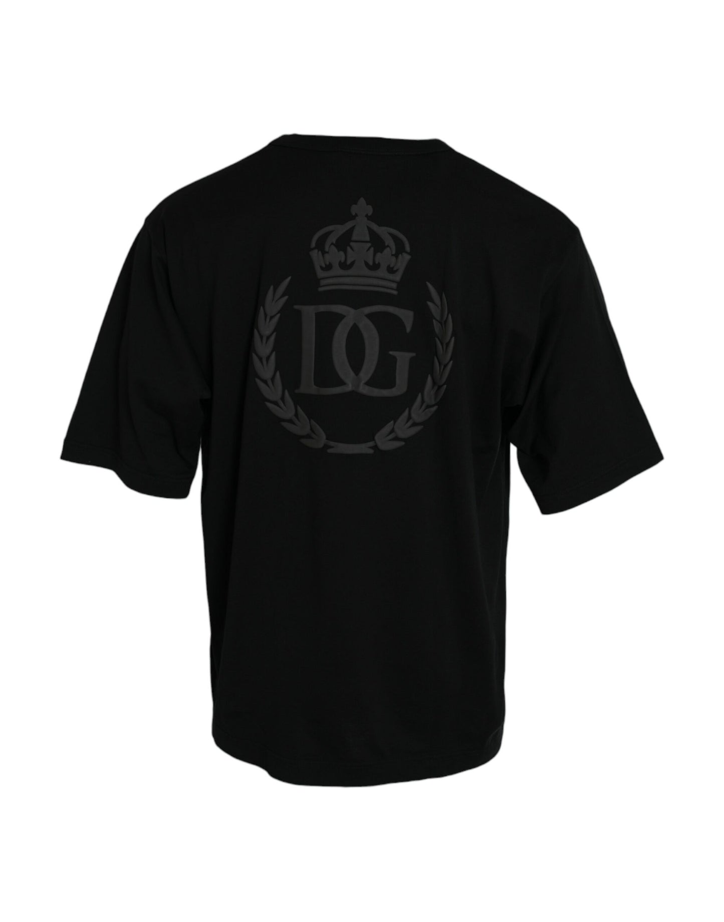 Black Logo Embossed Crew Neck Short Sleeves T-shirt-Dolce & Gabbana-LabelTerrace.com