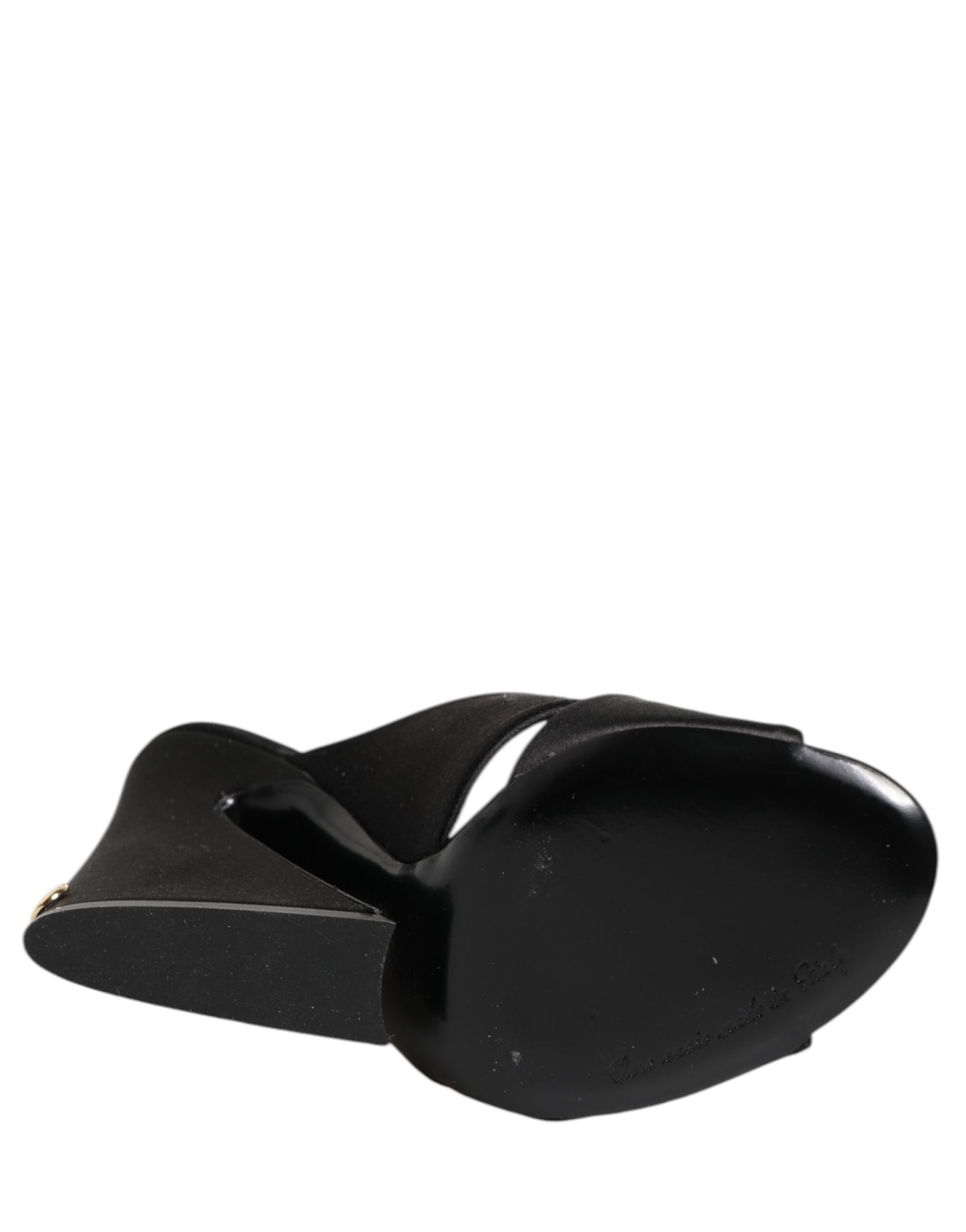 Black Logo KEIRA Satin Slides Sandals Shoes-Dolce & Gabbana-LabelTerrace.com