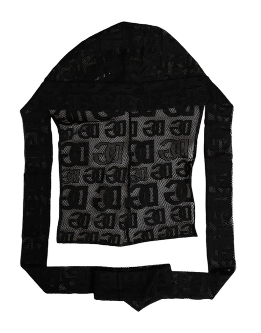 Black Logo Mesh Whole Head Wrap Hat-Dolce & Gabbana-LabelTerrace.com