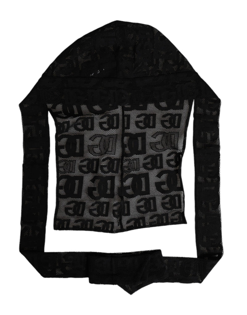 Black Logo Mesh Whole Head Wrap Hat-Dolce & Gabbana-LabelTerrace.com