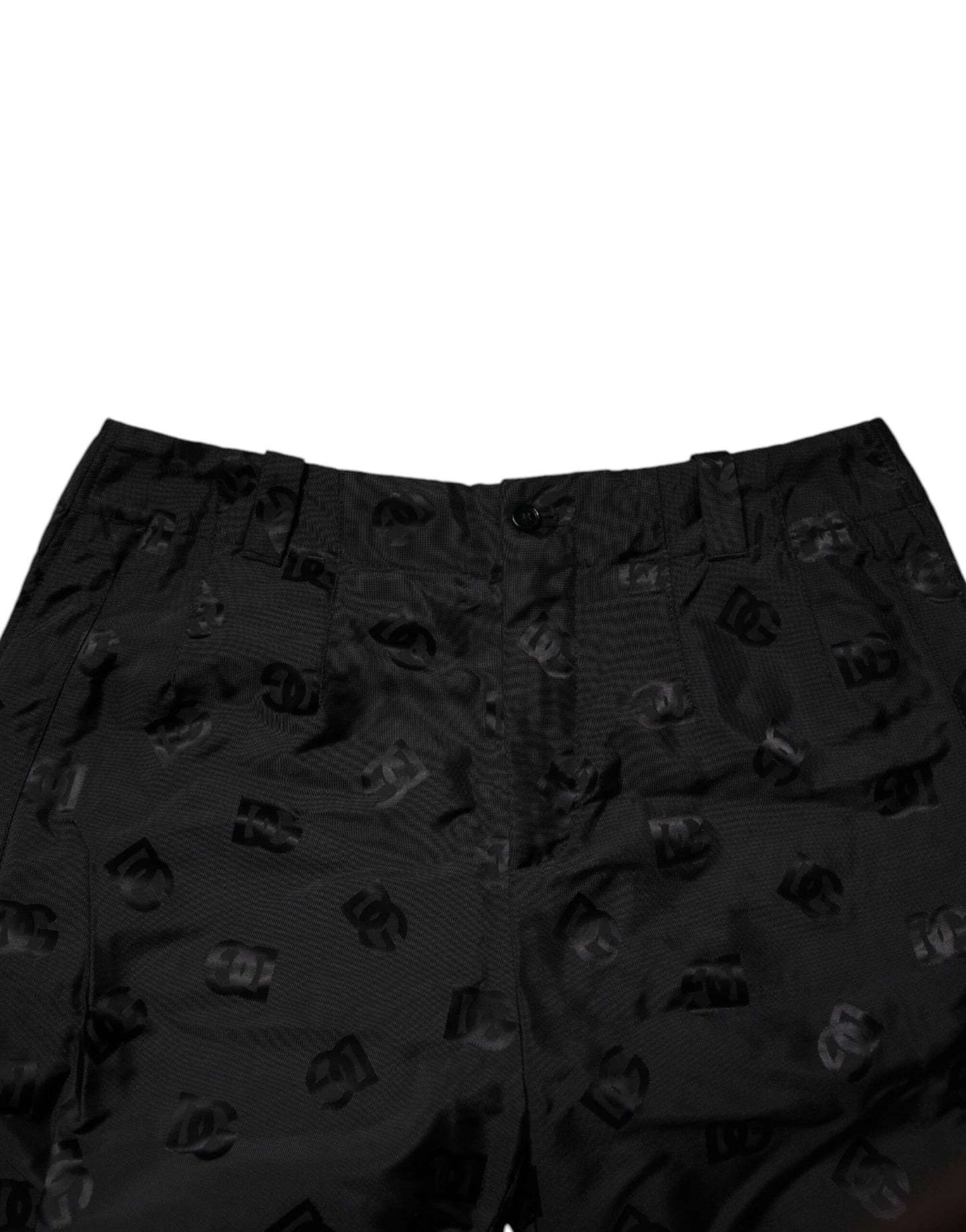 Black Logo Monogram Straight Pants-Dolce & Gabbana-LabelTerrace.com