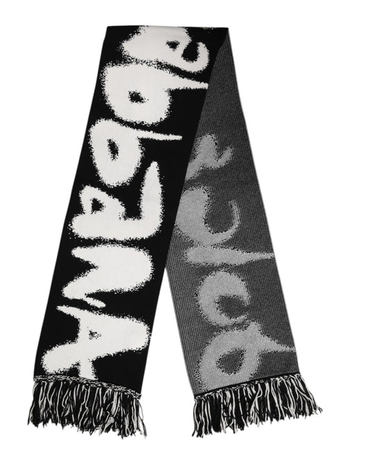 Black Logo Neck Warmer Wrap Men Shawl Scarf-Dolce & Gabbana-LabelTerrace.com