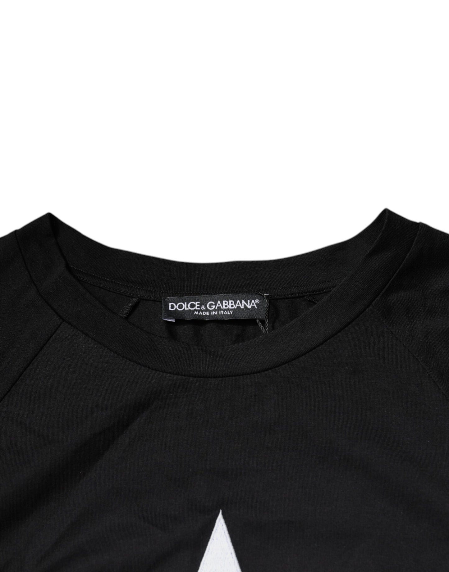 Black Logo Print Cotton Crew Neck T-shirt-Dolce & Gabbana-LabelTerrace.com
