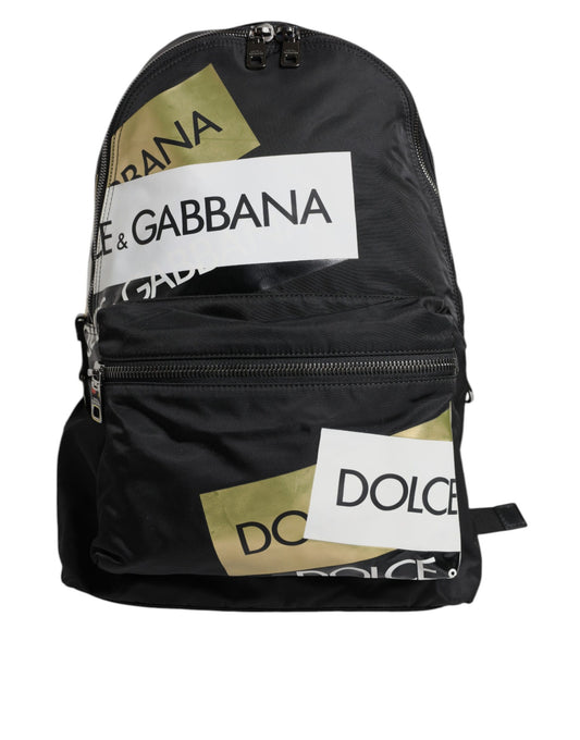 Black Logo Tape Polyamide School Travel Backpack Bag-Dolce & Gabbana-LabelTerrace.com