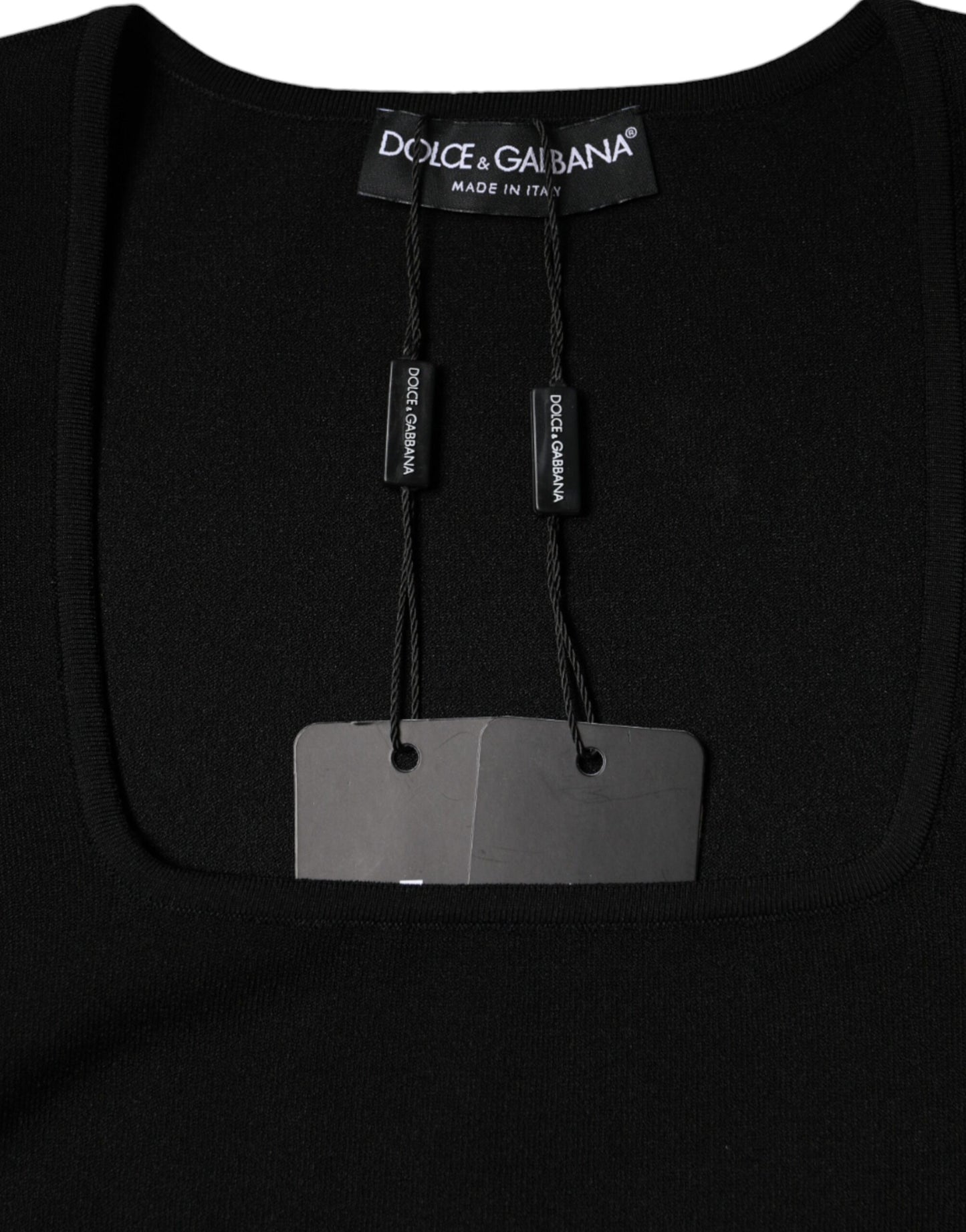 Black Long Sleeves Blouse Square Neck Top-Dolce & Gabbana-LabelTerrace.com