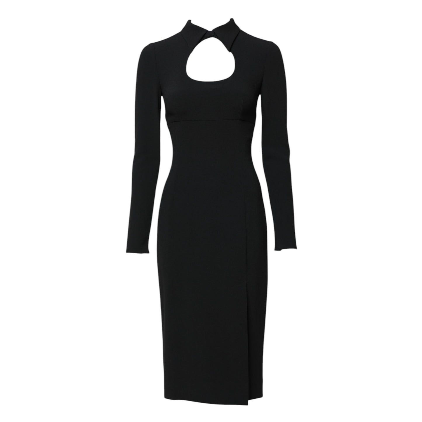 Black Long Sleeves Bodycon Sheath Midi Dress-Dolce & Gabbana-LabelTerrace.com