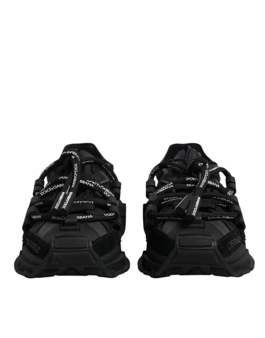Black Low Top Space Lace Up Sneakers Shoes-Dolce & Gabbana-LabelTerrace.com