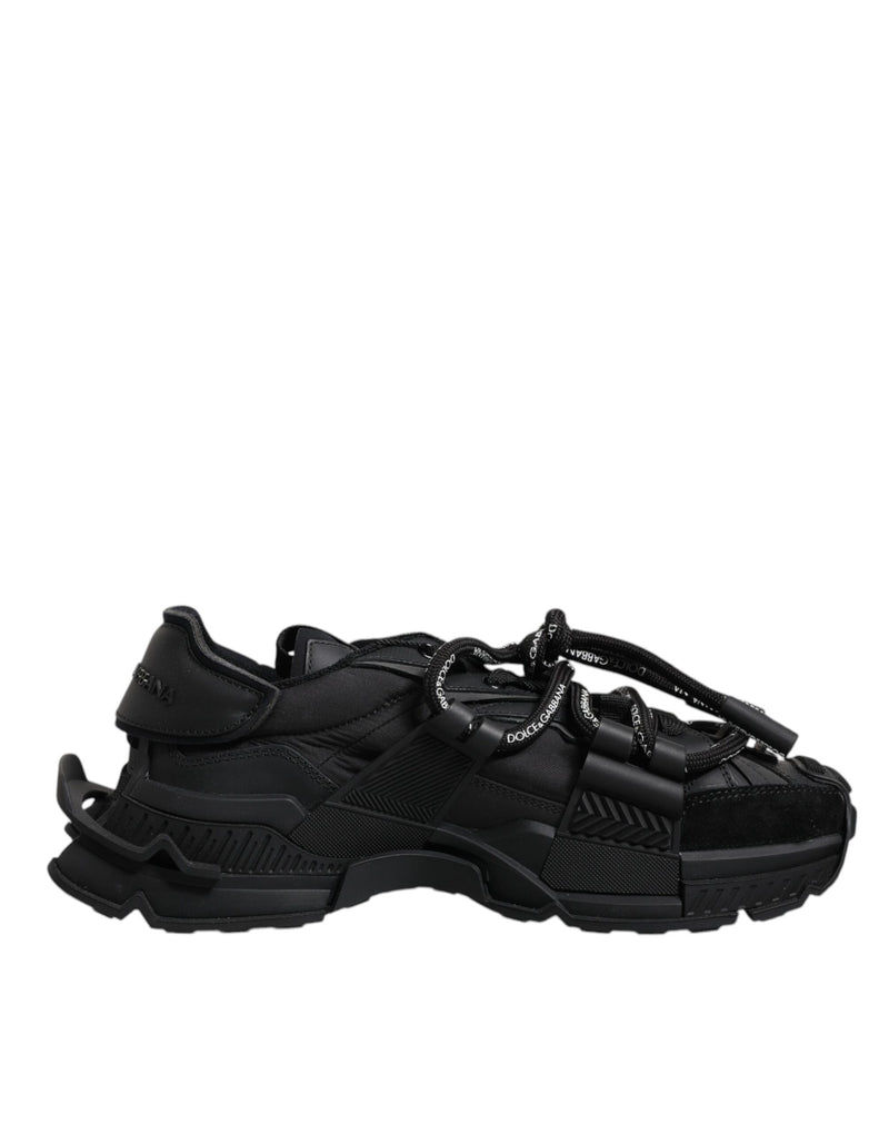 Black Low Top Space Lace Up Sneakers Shoes-Dolce & Gabbana-LabelTerrace.com