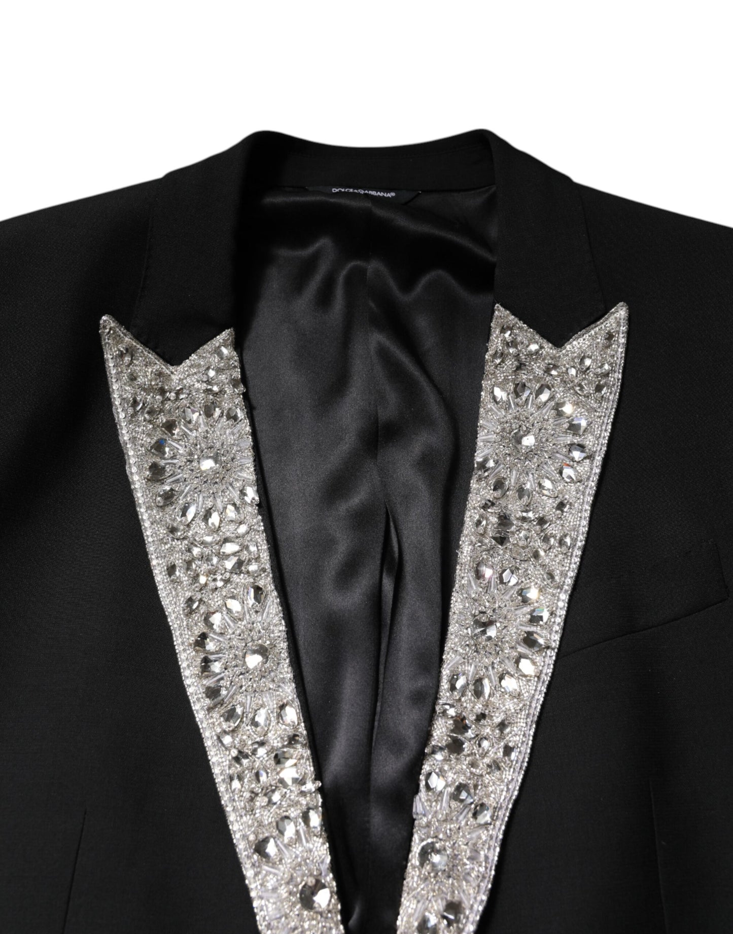 Black MARTINI Crystal Embellished 3 Pc Suit-Dolce & Gabbana-LabelTerrace.com
