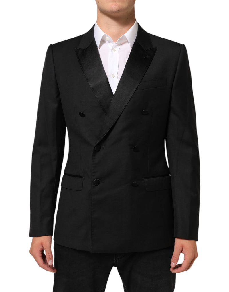 Black MARTINI Double-Breasted Suit Blazer-Dolce & Gabbana-LabelTerrace.com